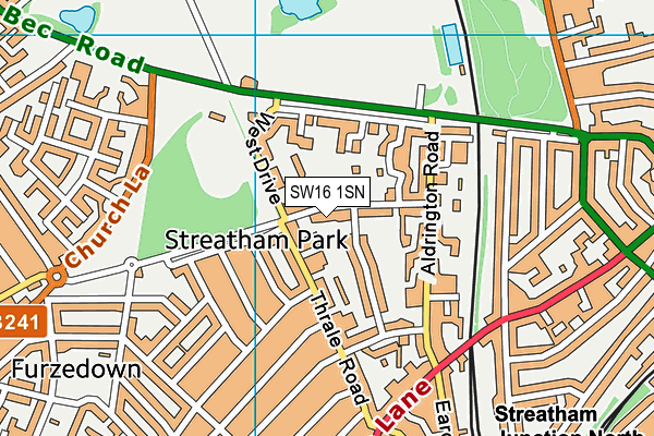 SW16 1SN map - OS VectorMap District (Ordnance Survey)