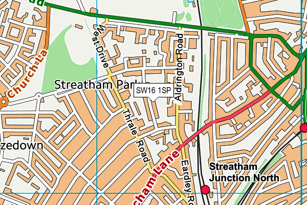 SW16 1SP map - OS VectorMap District (Ordnance Survey)