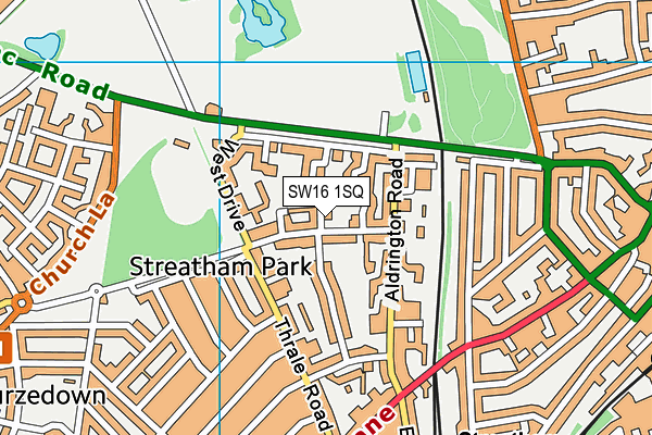 SW16 1SQ map - OS VectorMap District (Ordnance Survey)