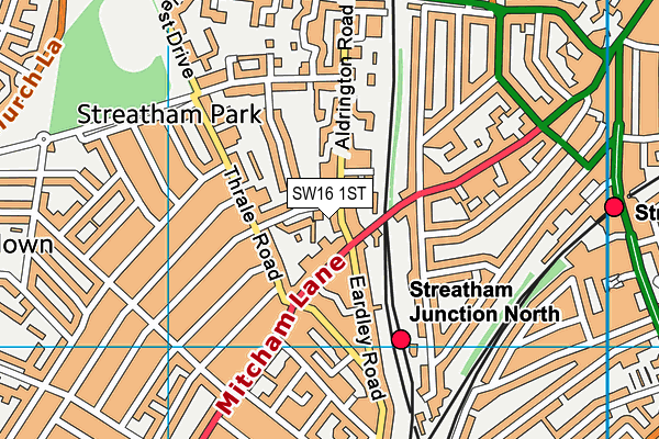 SW16 1ST map - OS VectorMap District (Ordnance Survey)