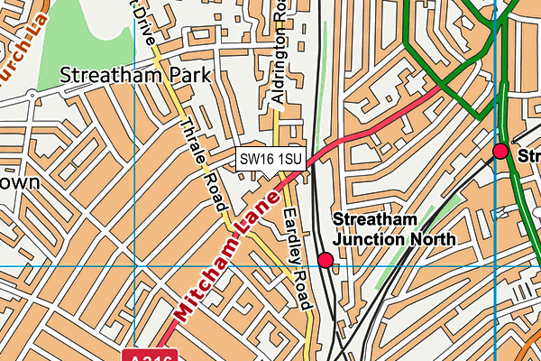 SW16 1SU map - OS VectorMap District (Ordnance Survey)