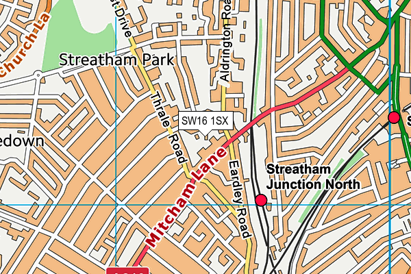 SW16 1SX map - OS VectorMap District (Ordnance Survey)