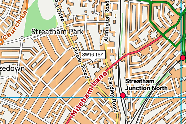 SW16 1SY map - OS VectorMap District (Ordnance Survey)