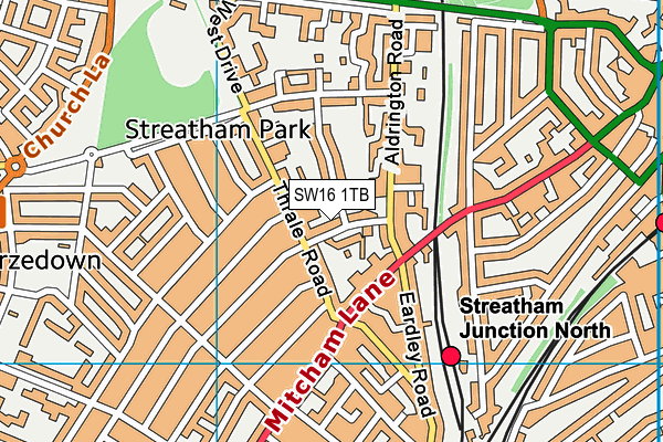 SW16 1TB map - OS VectorMap District (Ordnance Survey)