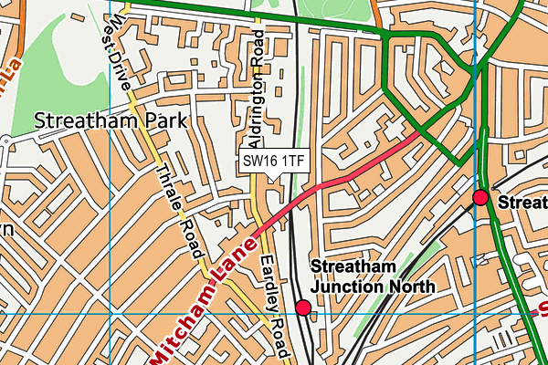 SW16 1TF map - OS VectorMap District (Ordnance Survey)