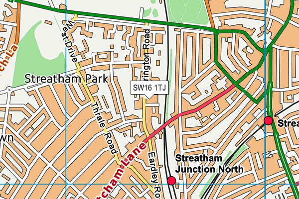 SW16 1TJ map - OS VectorMap District (Ordnance Survey)