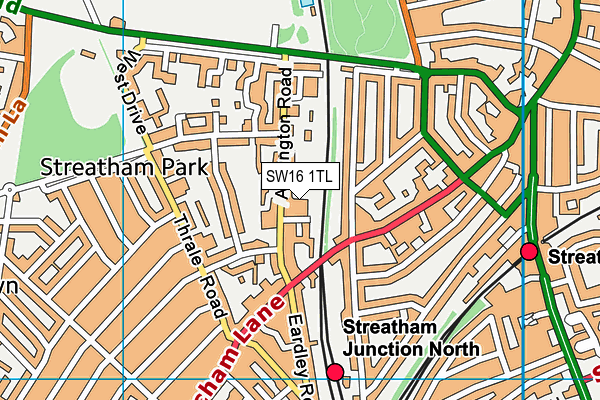 SW16 1TL map - OS VectorMap District (Ordnance Survey)