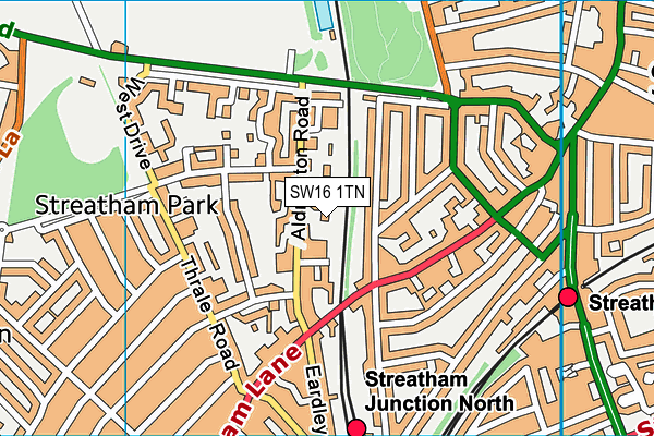 SW16 1TN map - OS VectorMap District (Ordnance Survey)