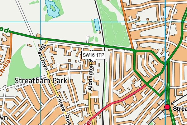 SW16 1TP map - OS VectorMap District (Ordnance Survey)