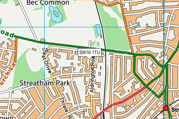 SW16 1TU map - OS VectorMap District (Ordnance Survey)