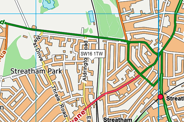 SW16 1TW map - OS VectorMap District (Ordnance Survey)