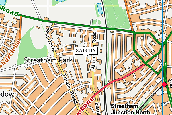 SW16 1TY map - OS VectorMap District (Ordnance Survey)