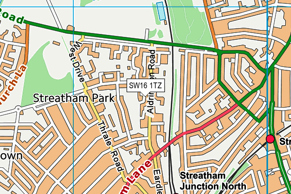 SW16 1TZ map - OS VectorMap District (Ordnance Survey)