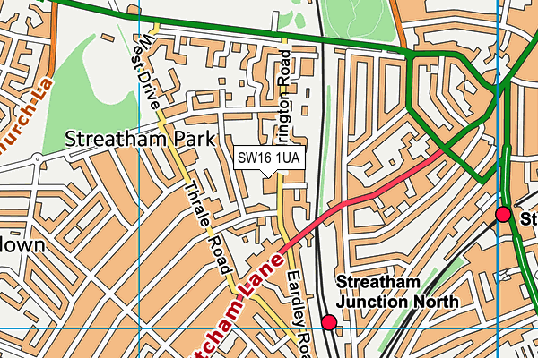 SW16 1UA map - OS VectorMap District (Ordnance Survey)