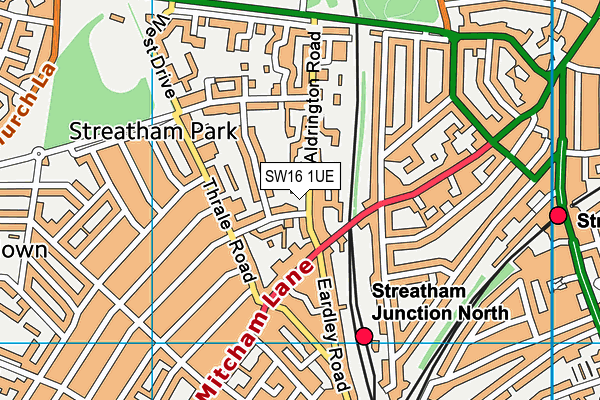 SW16 1UE map - OS VectorMap District (Ordnance Survey)