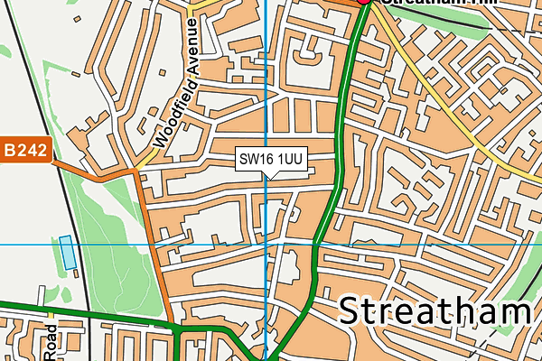SW16 1UU map - OS VectorMap District (Ordnance Survey)