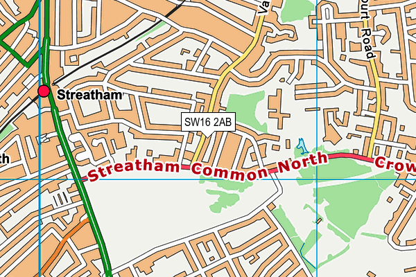 SW16 2AB map - OS VectorMap District (Ordnance Survey)