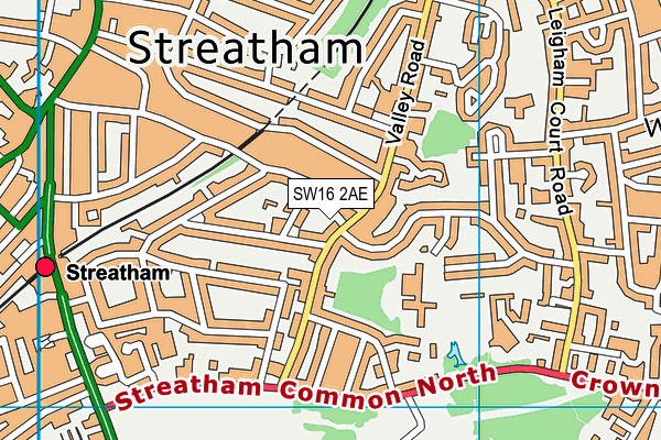 SW16 2AE map - OS VectorMap District (Ordnance Survey)