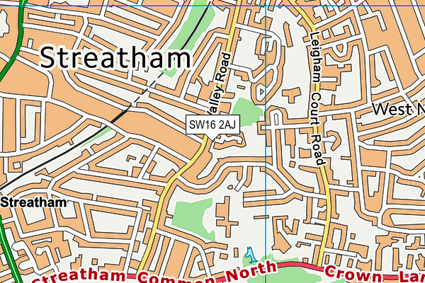 SW16 2AJ map - OS VectorMap District (Ordnance Survey)