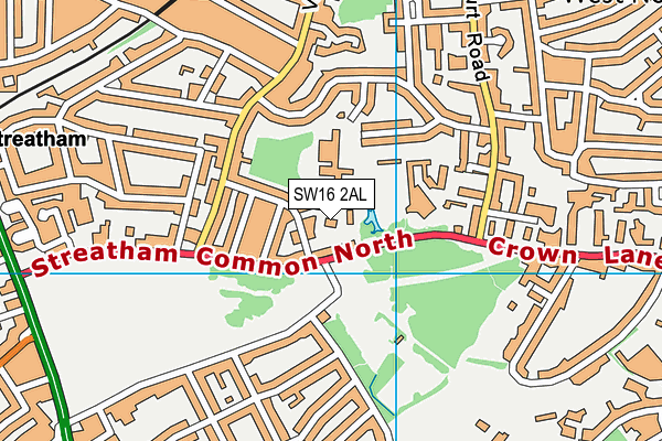 SW16 2AL map - OS VectorMap District (Ordnance Survey)