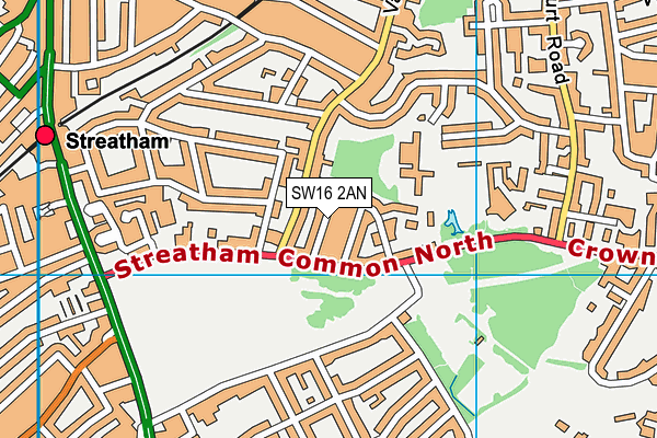 SW16 2AN map - OS VectorMap District (Ordnance Survey)