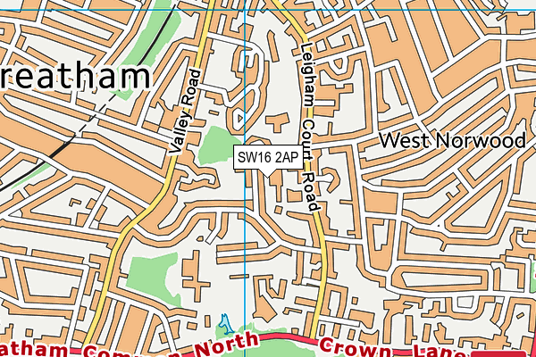 SW16 2AP map - OS VectorMap District (Ordnance Survey)