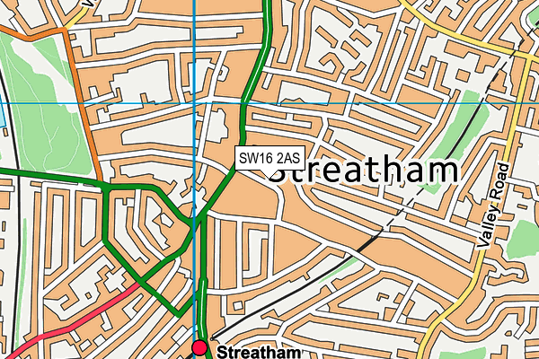 SW16 2AS map - OS VectorMap District (Ordnance Survey)