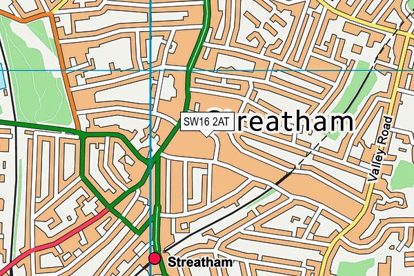 SW16 2AT map - OS VectorMap District (Ordnance Survey)