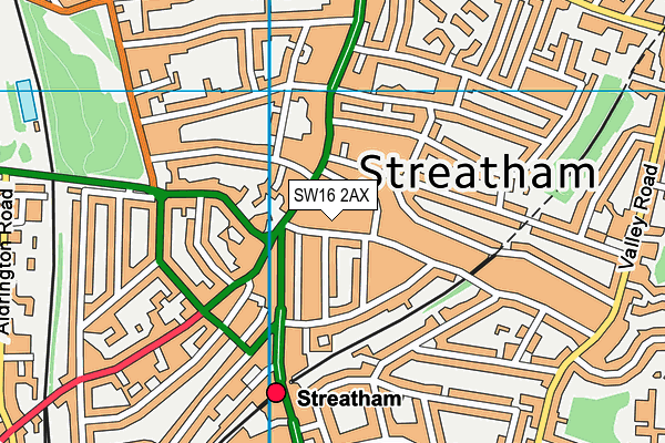 SW16 2AX map - OS VectorMap District (Ordnance Survey)