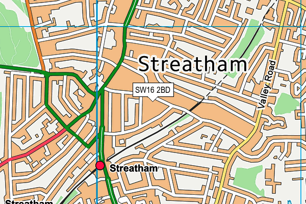 SW16 2BD map - OS VectorMap District (Ordnance Survey)