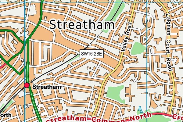 SW16 2BE map - OS VectorMap District (Ordnance Survey)