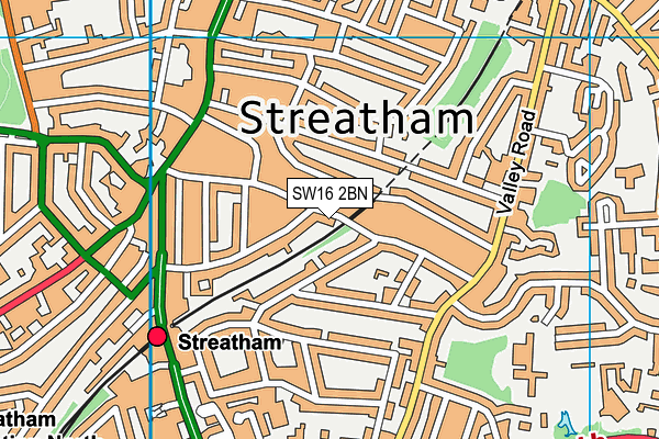 SW16 2BN map - OS VectorMap District (Ordnance Survey)