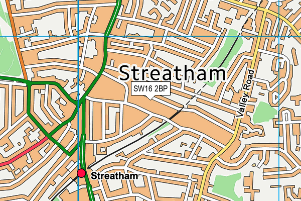 SW16 2BP map - OS VectorMap District (Ordnance Survey)