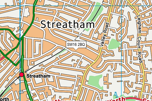 SW16 2BQ map - OS VectorMap District (Ordnance Survey)