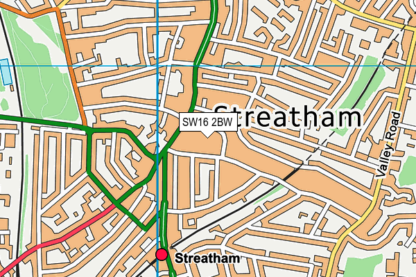 SW16 2BW map - OS VectorMap District (Ordnance Survey)