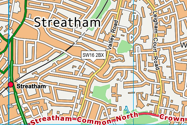 SW16 2BX map - OS VectorMap District (Ordnance Survey)