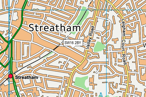 SW16 2BY map - OS VectorMap District (Ordnance Survey)