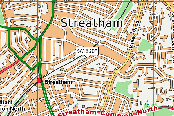 SW16 2DF map - OS VectorMap District (Ordnance Survey)
