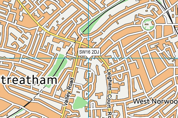 SW16 2DJ map - OS VectorMap District (Ordnance Survey)