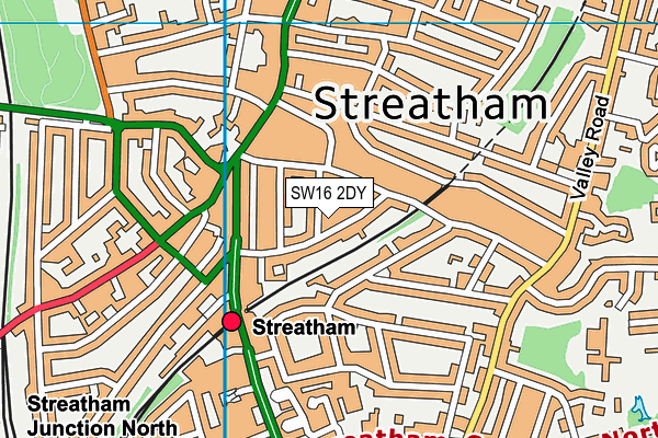 SW16 2DY map - OS VectorMap District (Ordnance Survey)