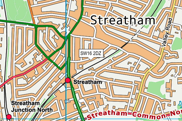 SW16 2DZ map - OS VectorMap District (Ordnance Survey)