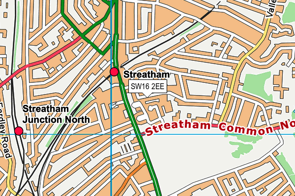 SW16 2EE map - OS VectorMap District (Ordnance Survey)