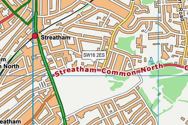 SW16 2ES map - OS VectorMap District (Ordnance Survey)