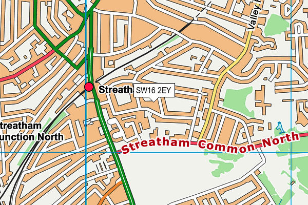 SW16 2EY map - OS VectorMap District (Ordnance Survey)