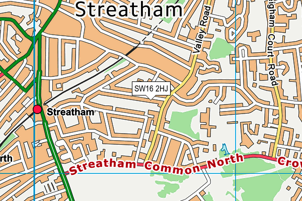 SW16 2HJ map - OS VectorMap District (Ordnance Survey)