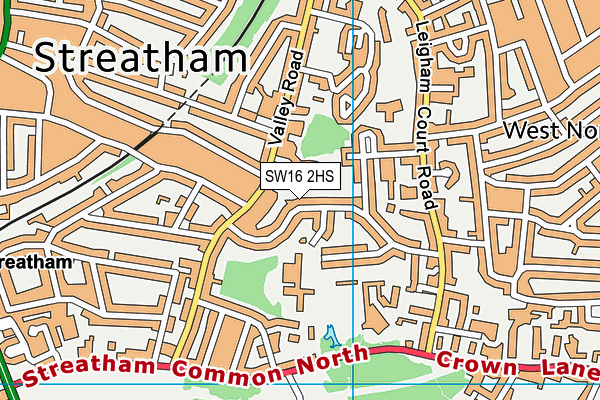 SW16 2HS map - OS VectorMap District (Ordnance Survey)