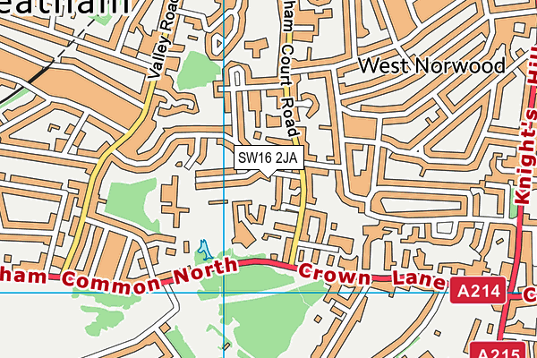 SW16 2JA map - OS VectorMap District (Ordnance Survey)