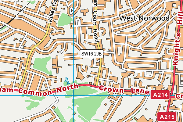 SW16 2JB map - OS VectorMap District (Ordnance Survey)