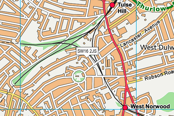 SW16 2JS map - OS VectorMap District (Ordnance Survey)