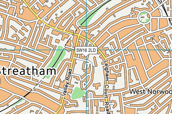 SW16 2LD map - OS VectorMap District (Ordnance Survey)